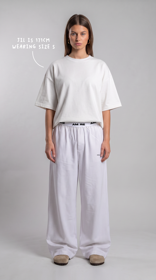 STRIPPED PANTS BEIGE