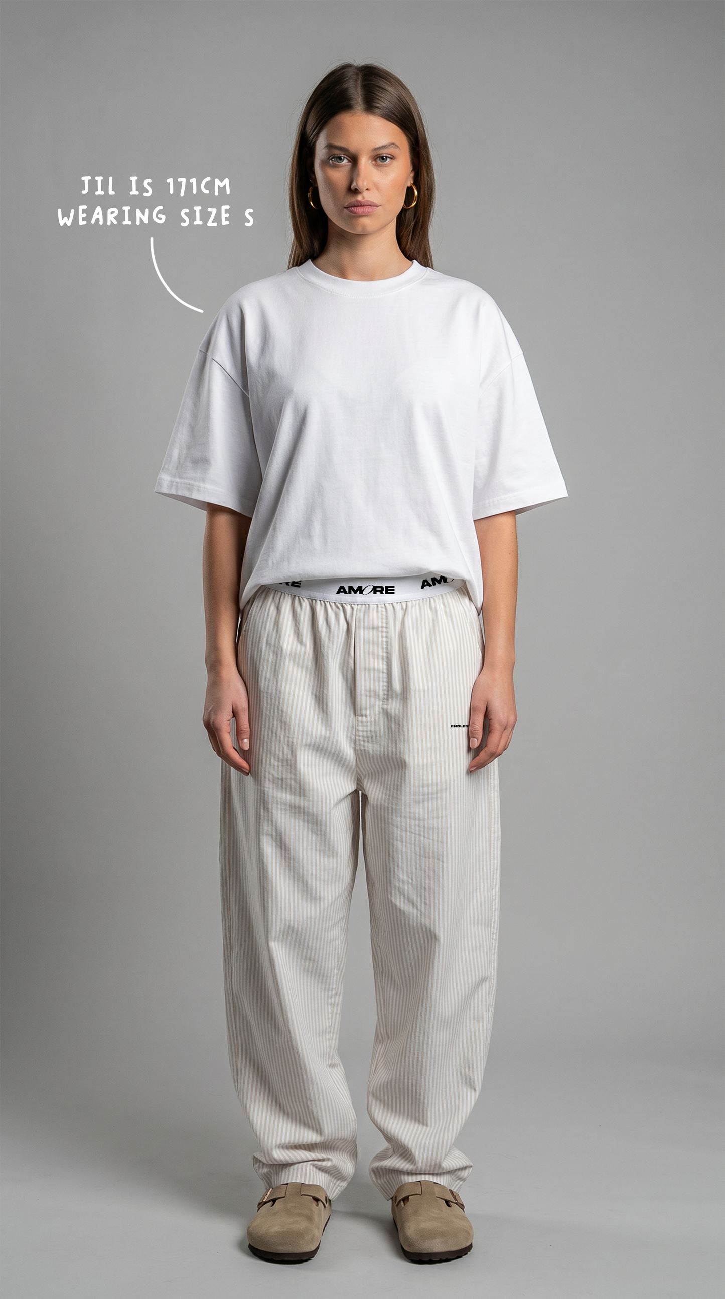 STRIPPED PANTS BEIGE