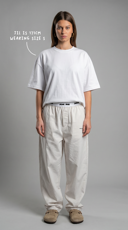 STRIPPED PANTS BEIGE