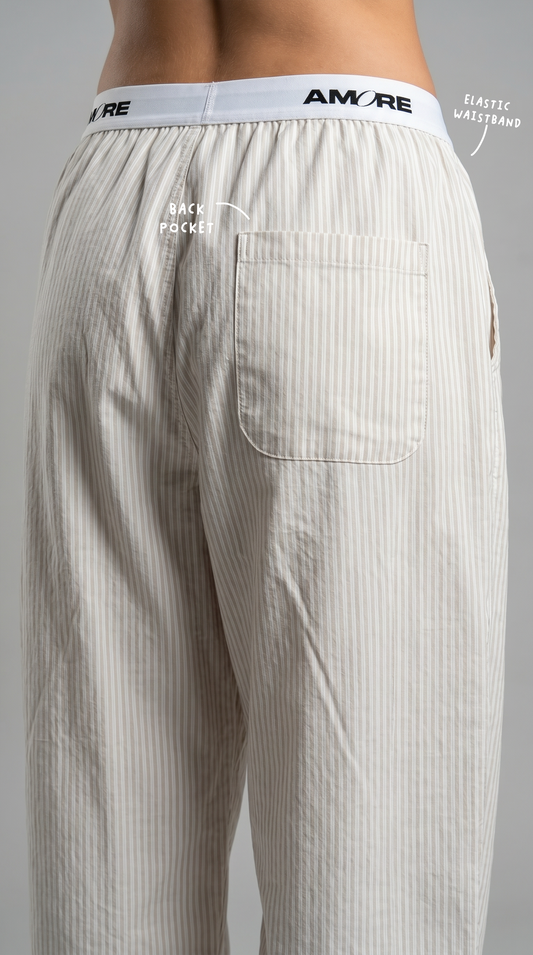 STRIPPED PANTS BEIGE