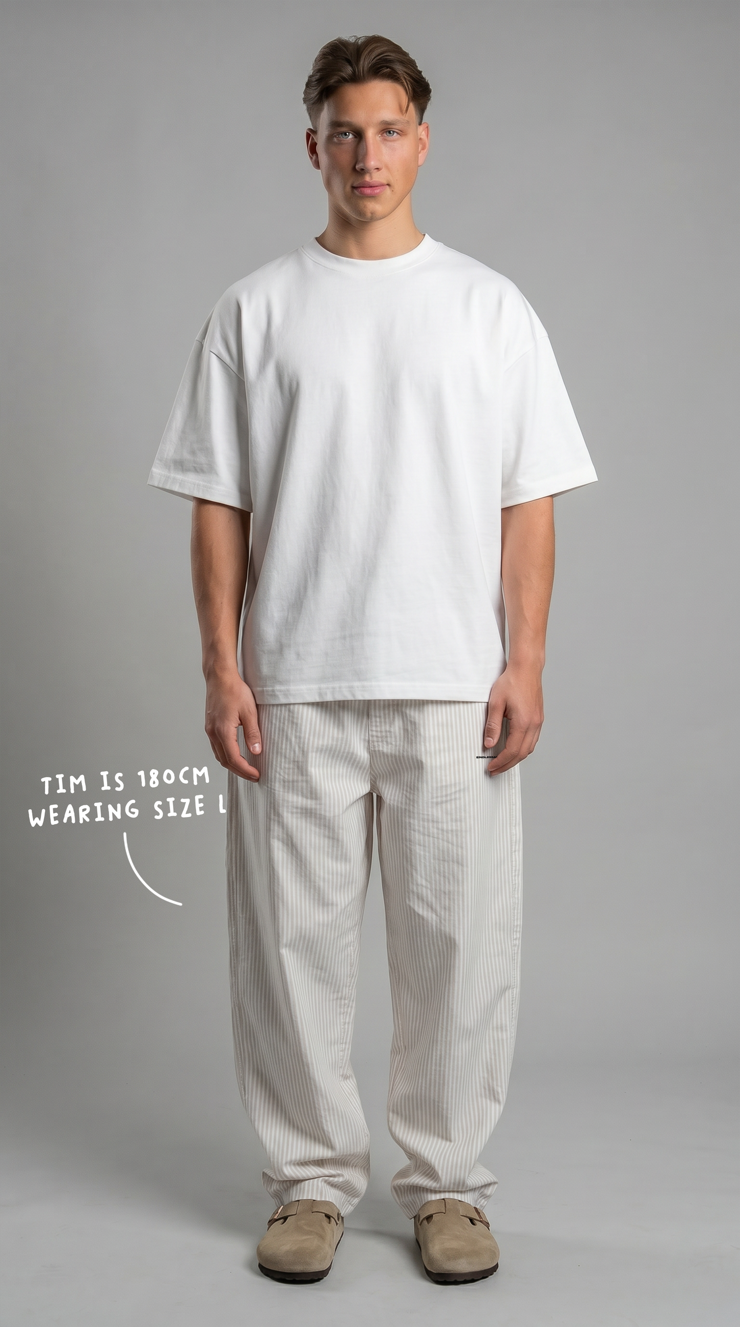 STRIPPED PANTS BEIGE