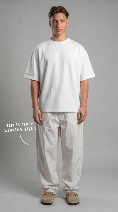 STRIPPED PANTS BEIGE